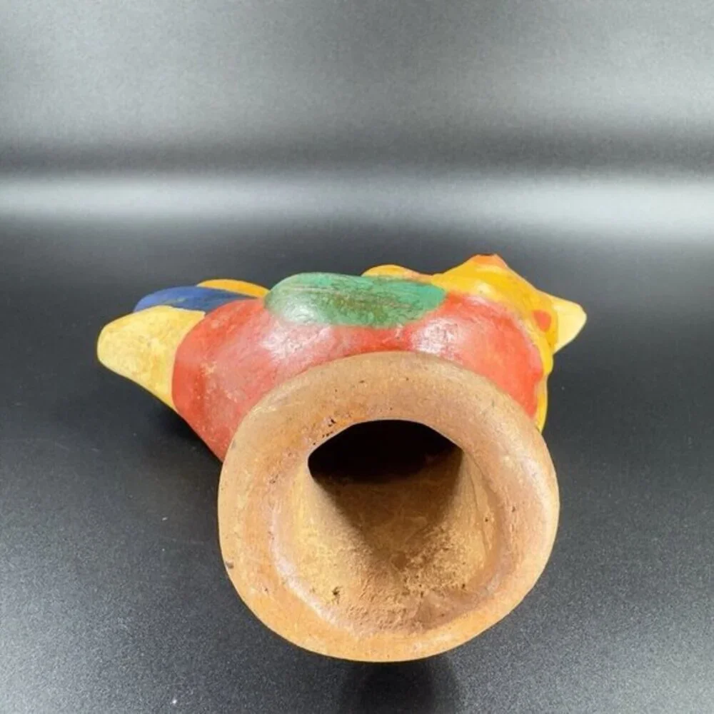 Vintage Folk Art Peru Pottery Bird Figurine Hand Painted Decor Figure‎ Peruvian